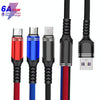 XJ-78 66W 6A 3 in 1 USB to 8 Pin + Type-C + Micro USB Super Flash Charging Cable, Length: 1.2m(Colour)