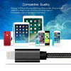 3m 3A Woven Style Metal Head 8 Pin to USB Data / Charger Cable(Black)