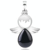 Women Angel Wings Pendants Natural Crystal Stone Necklaces(Black Onyx)