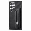For Samsung Galaxy S25 Ultra 5G Carbon Fiber Horizontal Flip Zipper Wallet Phone Case(Black)