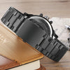 CAGARNY 6820 Round Large Dial Dual Display Quartz Watch For Men(Black Shell Orange Eye Steel Band)