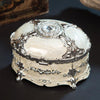 Metal Oval Diamond Jewelry Storage Box Birthday Wedding Gift, Size: 11x7.5x7cm(Silver White)