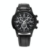 YAZOLE 271 Three-Eye Six-Hand Watch Men Auartz Watch Waterproof Business Watch(Black Shell Black Belt)