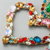 1 Pair Heart Shaped Alloy Retro Earrings With Colored Rhinestone Flashing Full Rhinestone Earrings(Color)