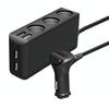 6.8A 80W Plastic Shell 3 Sockets in 1 Car Cigarette Lighter Car Charger Car Socket with 4 USB Ports and a Control Switch(Black)
