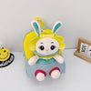 Kindergarten School Bag Plush Toy Children Cute Cartoon Backpack(With Hat Bunny Blue)