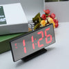 Multi-function Large Screen Electronic Clock Mute LED Mirror Alarm Clock(Red Light with White Frame)
