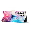 For Samsung Galaxy S24 Ultra 5G Painted Marble Pattern Leather Phone Case(Pink Purple)