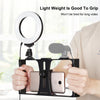 PULUZ 2 in 1 Vlogging Live Broadcast Smartphone Video Rig + 4.7 inch 12cm Ring LED Selfie Light Kits with Cold Shoe Tripod Head for iPhone, Galaxy, Huawei, Xiaomi, HTC, LG, Google, and Other Smartphones(Red)