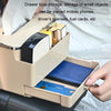 Car Tissue Box Multifunction Cup Holder Armrest Box Storage Box(Beige)