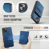 For iPhone 14 Plus AutSpace A12 MagSafe Magnetic RFID Card Bag Phone Case(Blue)