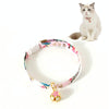 Adjustable Pink Flower Cat & Dog Collar with Bell (S, 17-32cm)
