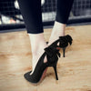 Women Shoes Bow Pointed Toe Stiletto Heels, Size:41(Black)
