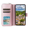 For Samsung Galaxy S22 5G Nine-card Slots Zipper Wallet Bag Leather Phone Case(Rose Gold)