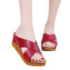 Thick-Bottomed Muffin Wedge Sandals, Shoe Size:36(Red)