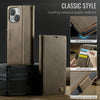 For iPhone 14 Plus AutSpace A11 Side Buckle MagSafe Magnetic RFID Phone Leather Case(Coffee)