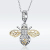 S925 Sterling Silver Bee Zircon Pendant Lady DIY Necklace Pendant, Style:Pendent+Necklace