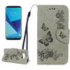 For Galaxy S8 Butterflies Embossing Horizontal Flip Leather Case with Holder & Card Slots & Wallet & Lanyard(Grey)