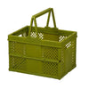 Stacking Folding Storage Baskets Home Kitchen Storage Bin Organizer With Handle 24.4 x 18 x 1.4cm(Green)