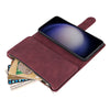 For Samsung Galaxy S25 5G Multifunctional Frosted Zipper Wallet Leather Phone Case(Wine Red)