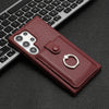 For Samsung Galaxy S25 Ultra 5G Litchi Texture Drawing Card Bag Ring Holder Phone Case(Wine Red)