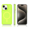 For iPhone 14 Plus Shockproof MagSafe Armor PC Hybrid TPU Phone Case(Fluorescent Green+Gray)