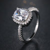 Fashion Big Cubic Crystal Silver Zircon Ring Wedding Jewelry Party Gift, Ring Size:7