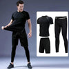 3pcs / Set Men Gym Running Clothes Set Quick Dry Sports T Shirt, Size: XL(Gray Line)