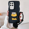 For Samsung Galaxy A22 / M22 4G Cartoon Sausage Mouth TPU Phone Case with Bead Chain(Black)