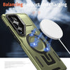 For Samsung Galaxy S23 Ultra 5G Shield Hollow Frame Holder MagSafe Phone Case(Olive Green)