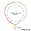 Boho Colorful Broken Natural Stone Necklace, Model: N2106-23 Pink Stone Single Chain