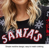 Christmas Women Pullover Sweater Santa Claus Embroidery Crew Neck Knit Sweater, Size: XL(Black)