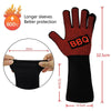 1 Pair High Temperature Resistant Silicone BBQ Gloves  Anti-Scalding Gloves(Flame Dots Red)