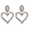 1 Pair Heart Shaped Alloy Retro Earrings With Colored Rhinestone Flashing Full Rhinestone Earrings(White)