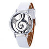 Musical Notation Shaped Dial Leather Belt Quartz Watch for Women / Men(white)