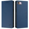 For iPhone 7 / 8 / SE 2022 RC01 Dual-Folded Magnetic Suction RFID Leather Phone Case(Dark Blue)