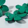 1 Pair Multilayer Flower Earrings Alloy Paint Long Earrings(Dark Green)