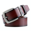 Dandali L8026 Men Casual Antique Alloy Buckle Leather Belt Waistband, Size: 110-125cm (Coffee)