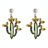Cactus Alloy Retro Earrings With Colored Rhinestones(Coffee)