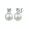 S925 Sterling Silver Platinum-plated Moissanite Pearl Earrings, Size: 0.5 Carat