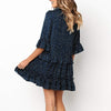 Burst Ruffled Skirt Fashion Dot Dress, Size:L(Black)