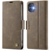 For iPhone 12 / 12 Pro AutSpace A11 Side Buckle MagSafe Magnetic RFID Phone Leather Case(Coffee)