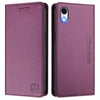 For iPhone XR RC01 Dual-Folded Magnetic Suction RFID Leather Phone Case(Violet)