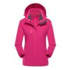 Women Outdoor Waterproof Jacket With Detachable Inner Warm Fleece for Camping Travel, Size: XXXXXXL(Rose Red)
