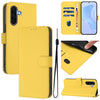 For Samsung Galaxy A56 5G Skin Feel Solid Color Leather Phone Case with Lanyard(Lemon Yellow)