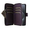 For iPhone 15 Pro Max Nine-card Slots Zipper Wallet Bag Leather Phone Case(Dark Purple)