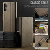 For Samsung Galaxy A34 5G AutSpace A11 Side Buckle MagSafe Magnetic RFID Phone Leather Case(Coffee)