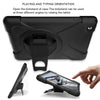 360 Degree Rotation Silicone Protective Cover with Holder and Hand Strap and Long Strap for iPad mini 1 / 2 / 3(Black)