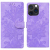 For iPhone 11 Pro Max Lace Floral Embossed Magnetic Buckle Leather Phone Case(Purple)