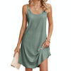 Women Summer Round Neck Halter Loose Sleeveless Dress, Size: S(green)